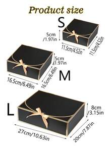 10个/4个/2个装黑色金色带盖礼盒，适用于新娘派对求婚、婚礼生日派对、情人节礼物、包装、生日、DIY手工、化妆品收纳盒、毕业礼物、婚礼派对装饰等场合。 - 黑色底金邊 - 查看 5