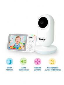 Shimy Monitor para Bebé con Pantalla a Color y Cámara HD, Visión Nocturna y Audio Bidireccional - Blanco - Ver 2