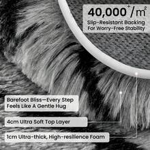 Treeboy Fluffy Area Rug Thick & Shaggy Carpet For Living Room & Bedroom Floor, Home Decor Anti-Slip Soft Carpet Floor Mat - Black and Gray Stripes - View 7