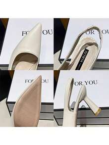 Sandalias De Tacón Puntiagudo A La Moda - Negro - Ver 10