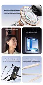 PHILIPS 飞利浦 TAN1020 无线颈挂式耳机，蓝牙 5.3 运动耳机，带降噪功能，轻巧防汗入耳式耳机，适合跑步和健身 - 查看 5