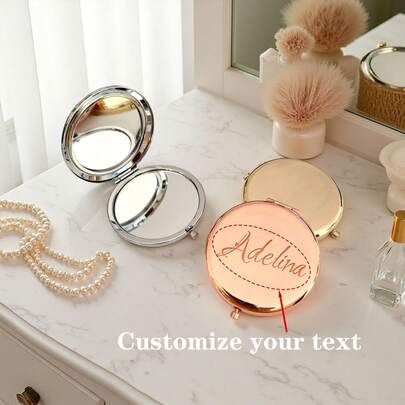 1 PC Personalized Compact Mirror | Custom Engraved Pocket Folding Mini Mirror With Gift Box | For Bridesmaid Bride Sister Friends Girlfriend Mom Students Daily Makeup Use Compact Mirror Bridesmaid Gifts Customizable Things Espejo De Mano Compact Mirror Bulk Bridal Party Gifts Mini Mirror Engraved Mirror | Elegant Stainless Steel Magnifying | Back To School Gift Valentine's Day Gift Mother's Day Gift Easter Gift