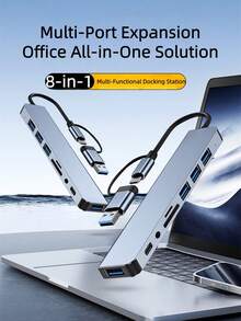 8-In-1 Type-C Hub, Multifunctional Card Reader, Laptop Computer Expansion Dock, USB Splitter - View 4