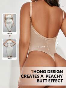 Tanga de malla con control de abdomen de alta elasticidad - Albaricoque - Ver 1