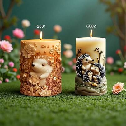 Hedgehog & Floral Resin Casting Silicone Mold, Candle DIY Home Decor - Detailed Embossed Design, Reusable Oval Craft Mold, Handmade Gift Idea, Natural Inspired Shape, Textured Surface