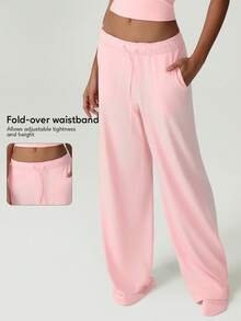 女士夏季轻薄透气抽绳直筒休闲运动慢跑裤 - 淺粉色 - 查看 1