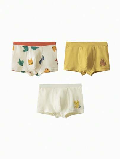 mini bala 3入組少年內衣，純棉彈性面料，肌膚友好，吸汗透氣，兒童短暫三角褲