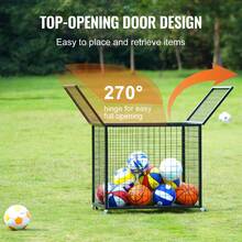 Rolling Sports Ball Storage Cart, Lockable Basketball Cage With Double Lids, Sport Equipment Holder Organizer For Indoor Outdoor, Steel Storage Rack For Garages, Playgroup, Gym And Schools - Black - View 4