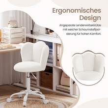Silla de oficina, silla de escritorio, silla de tocador ajustable en altura, silla giratoria de cuero Sherpa, cojín engrosado (hasta 150 kg) para estudio, dormitorio, color blanco - Estilo de lana de cordero - blanco - Ver 7