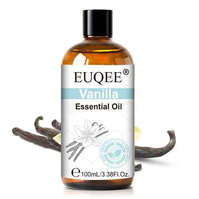 1pc EUQEE 100ml/3.38fl.Oz Vanilla Essential Oils With Glass Dropper , Premium Vanilla For Candle And Soap Making Diffuser Humidifiers,Essential Oils For Home DIY Candles Aromatherapy Skin Care,Long Lasting Scents