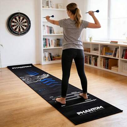 11.81x98.43 Inch Portable Dart Throwing Mat - Non-Slip Polyester Mat With Dart Throwing Lines, Suitable For Bar/Home/Club Games - Dart Board Mat, Dart Accessories, Universal Size, Entertainment Relaxation Mat, Non-Slip Wear-Resistant, With Distance Scale, Precise Zoning Dart Mat