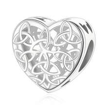 1pc 925 Sterling Silver Celtic Knot Hollow Heart Pendant, Unisex Eternal Jewelry Gift - Silver - View 6
