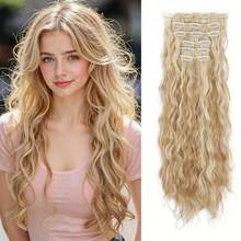 7pcs/Set Curly Hair Extensions, Corn Silk Hair Pieces, Ombre Wavy Hair Clip-In Extensions - Dark Brown - View 9