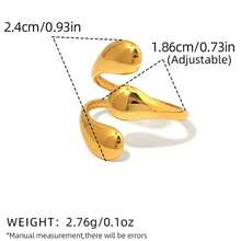 3pcs/1pc Delicate Wave Opening Gold Stainless Steel Ring Set, 18K Gold Plated Adjustable Finger Ring, Minimalist Stackable Jewelry, Perfect Gift For Girlfriend, Wife And Best Friend On Birthday, Anniversary - Multicolor - View 5