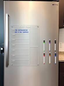 1 Set Magnetic Transparent Acrylic Weekly Planner Whiteboard, Erasable Magnetic Fridge Sticker Memo Board (Comes With 6 Random Color Whiteboard Markers) - I - View 2