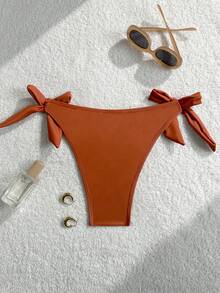 Quần bikini đen buộc dây bên hông, thích hợp cho lễ tốt nghiệp, ngày Quốc khánh, ngày Valentine, lễ hội âm nhạc và các dịp thời trang. - Màu Cam san hô - Xem 2