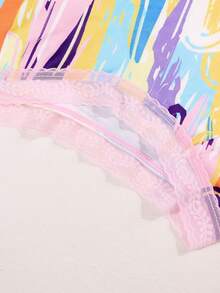 Dircho 3pcs Sexy Contrast Pink Lace Hipster Panties, Allover Print Comfy Silky Intimates Briefs Panties, Women's Underwear & Lingerie - Multicolor - View 4