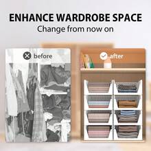 7Sevenjokers 4pcs Stackable Wardrobe Storage Boxes, White Clothing Organiser Bins, Modular Cabinet Drawer Dividers, Multifunctional Under Sink & Drying Rack Storage Solution For Home - 查看 5