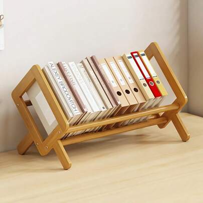 1pc Business Office Desktop File Rack | Wooden Small Book Storage Rack, Study Document Organizing Rack, Independent Stand, Assembled Height Less Than 27 Inches