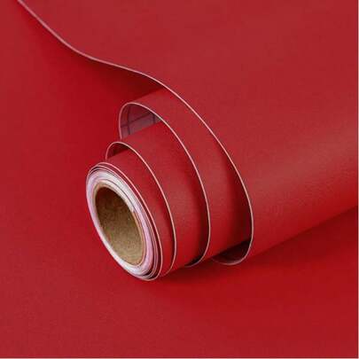 1 Roll Of Modern Minimalist Solid Color Textured Vinyl Self Adhesive Wallpaper/Waterproof And Removable/Bedroom|Living Room Wall Beautification|Home Deccor|Wall Art Renovation|Peel And Stick Wallpaper