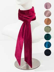 1pc Women's Elegant Velvet Satin Long Scarf, High-End Solid Color Casual Polyester Fiber - Multicolor - View 1