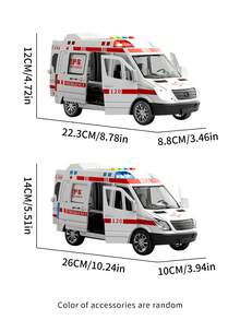 带声光效果的救护车模拟模型，益智认知玩具，适合3-6岁男孩的互动游戏套装 - 彩色 - 查看 4