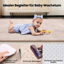 Sour Lemon Dicke Krabbelmatte für Babys, 150 x 200 x 3 cm, Schaumstofffüllung, Spielmatte fürs Kinderzimmer, Krabbeldecke, Baby, rutschfeste Unterseite und weicher Kurzflor, pflegeleicht, Kinderteppich, Beige - Beige - Übersicht 5