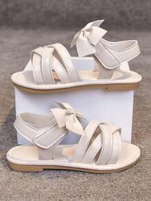 1双女童凉鞋，新款夏季时尚百搭舒适软底防滑英伦风女童学生凉鞋 - 米色 - 查看 2