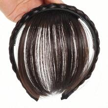 6英寸全头假发，耐热合成黑色头发，带刘海，外观自然，女士假发，圣诞假发 - 彩色 - 查看 10