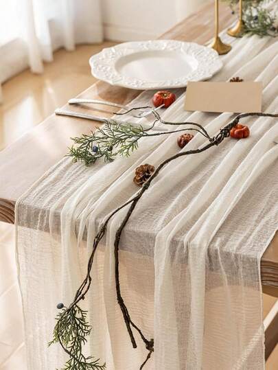 1/2/4/6pcs Beige Table Runner Ivory Cheesecloth Table Runner 30x118/35x71 Inches Rustic Gauze For Easter Decor Wedding Baby Shower Bridal Shower First Communion Home Decorations
