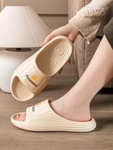 Slides For Women Massage Stripe Shower Slippers Soft Lightweight Shower Shoes Thick Sole Open Toe Slides Sandals - Apricot - View 1