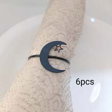 6 piezas Anillos para servilletas en forma de media luna, decoración creativa para la mesa de comedor, portaservilletas de tela para cocina y comedor, adecuados para reuniones, fiestas y picnics - Multicolor - Ver 20