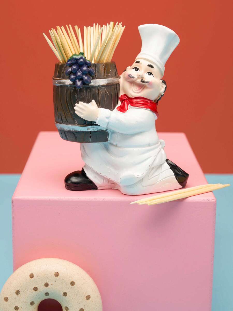 Joivida 1 件可爱厨师装饰牙签筒最佳礼物生日毕业厨房装饰 - 彩色 - 查看 1