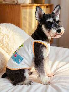PETCIRCLE 1 bộ quần áo cho chó cưng, trang phục ngoài trời và trong nhà, kiểu dáng Châu Âu và Hàn Quốc dành cho chó Poodle, Teddy, chó nhỏ và chó con, áo vest thường ngày dễ thương và thoải mái - Màu trắng - trắng - Xem 2