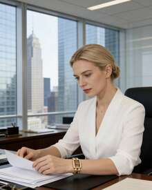 Anne Klein 女士金色石英表，配宝石手链、珍珠母贝表盘、时尚长方形模拟腕表和双色串珠手链 - 金色 - 查看 2