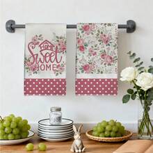 MEMNUN 2 Peças Toalhas de Cozinha com Impressão do Slogan "Sweet Home" em Rosa, 15.75*23.62in(40*60cm), Microfibra Super Macia e Absorvente, Acessórios de Cozinha, Lavável em Máquina, Adequado para Sala de Jantar, Cozinha, Decoração e Presentes de Feriado, Todas as Estações - Multicolorido - Visão 7