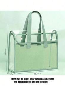 1pc Transparent Handbag - PVC Cosmetic Storage Bag, Thickened Waterproof Durable A4 Clear Document Bag, Suitable For Student Exam Review, Homework, Book Storage, Test Paper Organization And Sports Event Tote - Multicolor - View 2