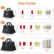 Medium Lunch Bag Insulated Lunch Box Soft Cooler Cooling Tote For Adult Men Women Black 12-Can 9L - 黑色 中號 9L - 查看 4