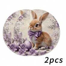 Jogo de 4 jogos americanos com tema de Páscoa, estampa minimalista de coelho com detalhes florais, perfeitos para festas, decoração de feriados e para a Páscoa. Tamanho: 38 x 38 cm. Ideal para decoração de casa, mesas festivas e estilo rústico. Material lavável. Uma ótima opção de presente. - Multicolorido - Ver 18
