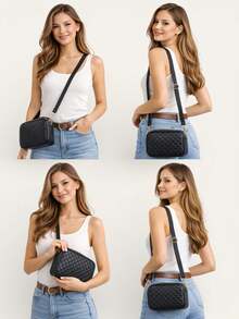 Premium Compact Camera Crossbody Bag With Adjustable Strap - 經典黑鑽 - 查看 6
