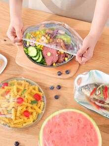 100/300/500pcs Elastic Food Covers With Preservation Bags, Reusable Elastic Food Bowl Lids, Dish Covers, Alternative To Aluminum Foil And Plastic Packaging, Minimalist And Convenient Thin Bowl Lids With Visible Preservation Film - View 3