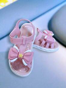 Sandalias abiertas con lazo de strass, transpirables, adecuadas para niñas en vacaciones de playa - Rosa - Ver 7