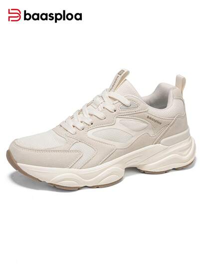 baasploa Giày thể thao nữ thường ngày, giày thể thao thời trang nữ, giày chạy bộ đường trường nhẹ, giày thể thao leo núi du lịch ngoài trời, giày thể thao thành phố trung tính, giày thể thao đế cao thời trang, giày thể thao đế cao thoáng khí nhẹ dành cho nữ, giày nữ, thích hợp cho mùa xuân và mùa thu. Có 3 màu: be, trắng và đen.