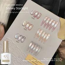 MIANEL 10ml 冬季玻璃珠猫眼凝胶指甲油，2026新款美白猫眼指甲油，适用于脚趾，UV灯美甲，粉白配色，冬季美甲，沙龙专用 - 彩色 - 查看 3