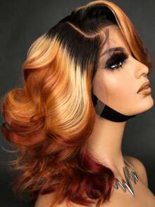 Ginger Orange 180 Density Short Body Wave Lace Front Wigs Human Hair Free Parting 13x4 HD Transparent Natural Wave Glueless Wigs Human Hair Pre Plucked With Baby Hair Brazilian Remy Orange Highlight Blonde Colored Bob Lace Closure Wig Human Hair For Women - 挑染金髮 - 查看 4