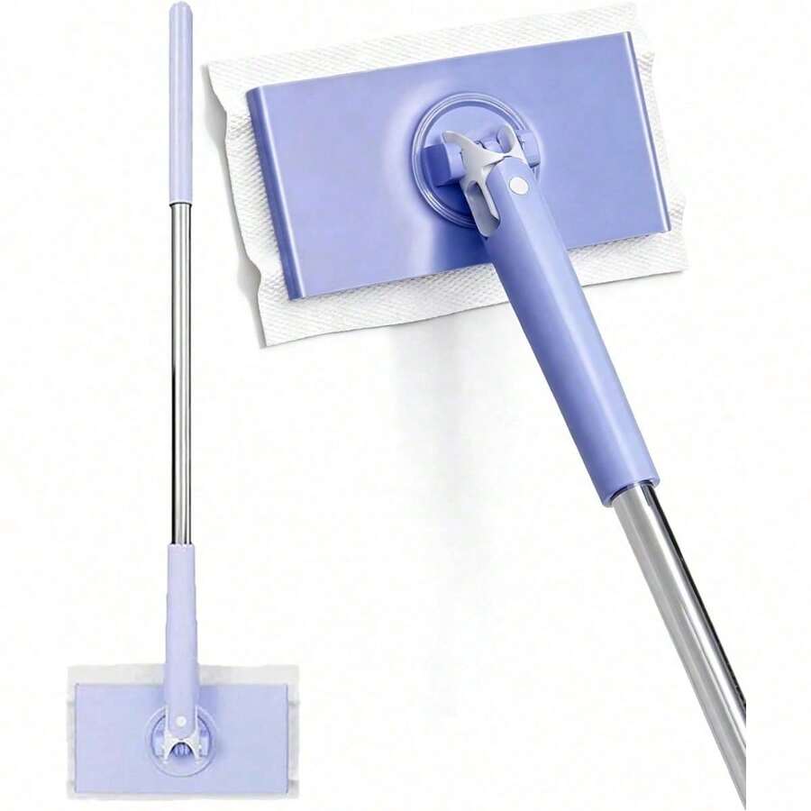 1pc Lazy Mop (Includes 10 Cleaning Cloths) - Zero-Contact Mini Mop For Easy Cloth Replacement, 360° Rotating Mop Head And Adjustable Handle, Suitable For Both Wet And Dry Use, Wide Cleaning Range, And Space-Saving Wall-Mounted Design. - A - 查看 1