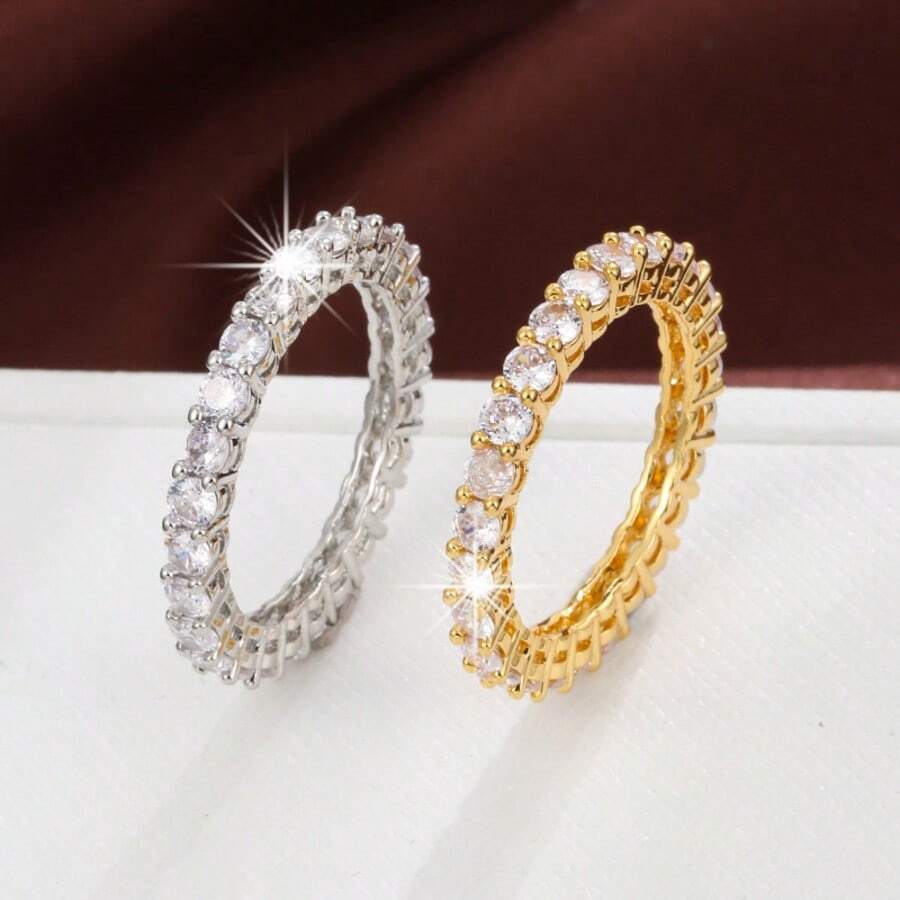 1 chiếc nhẫn kim cương vĩnh cửu, thiết kế lấp lánh cổ điển, tượng trưng cho sự vĩnh cửu và trọn vẹn, thích hợp để đeo hàng ngày. - nhẫn - Xem 1