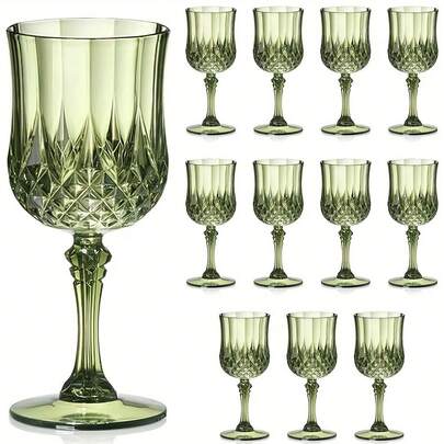 6pcs Vintage Embossed Reusable Cup Set, Including Champagne Glasses, Heavy Champagne Glasses, And Juice Cups Suitable For Parties And Weddings
