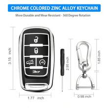 Dfor Dodge Key Fob Cover Fits For Dodge RAM 1500 2500 3500 4-5 Buttons 2019 2020 2021 2022 2023 TPU Key Fob Case With Keychain Remote Accories Key Fob Protection Sier-Black - 銀黑 - 查看 3