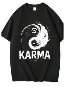 Camiseta KPOP del 4º Álbum KARMA, CHANGBIN HYUNJIN , Camiseta Coreana de Manga Corta para Hombre, Cuello Redondo Clásico y Simple, Transpirable y Agradable a la Piel, Estilo Básico - Negro - Ver 1
